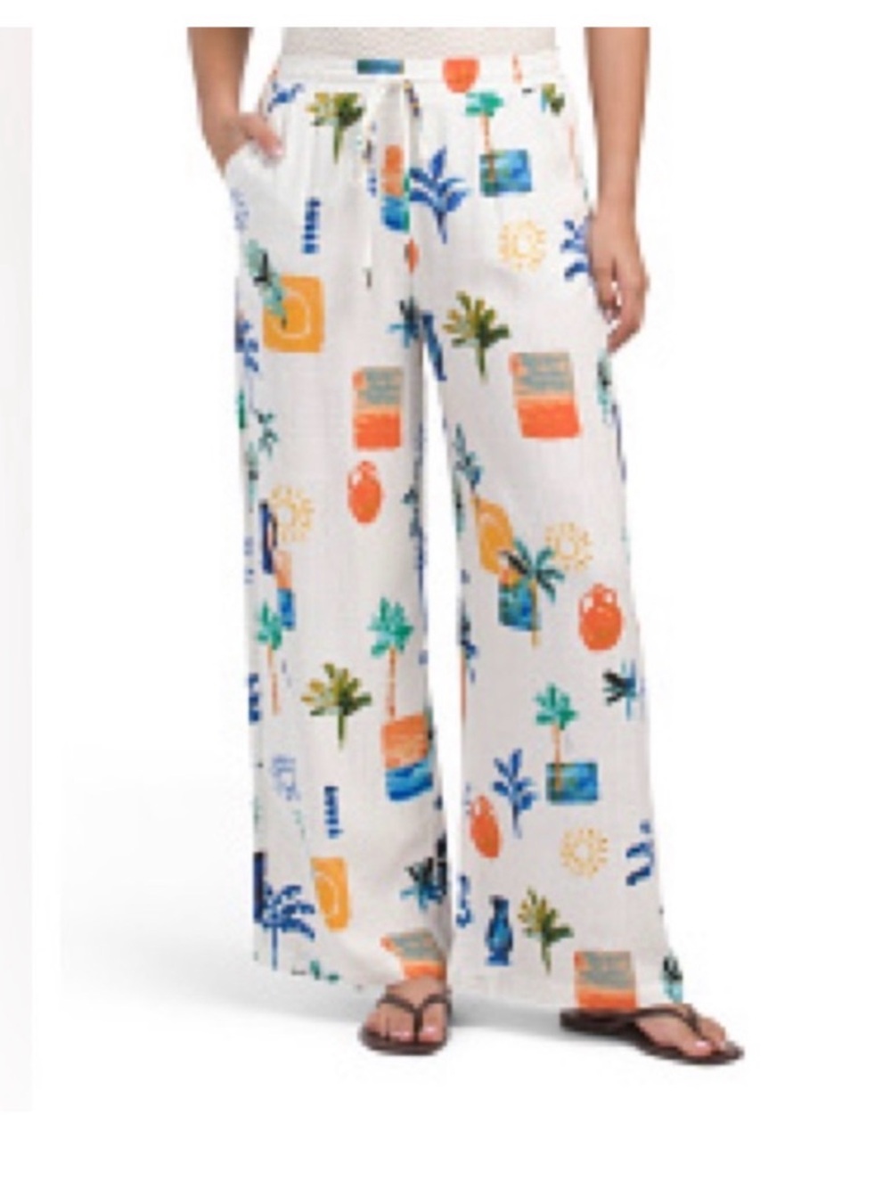 NWT Anthropologie Label of Love Tropical Mari Posa Linen Pants, Medium